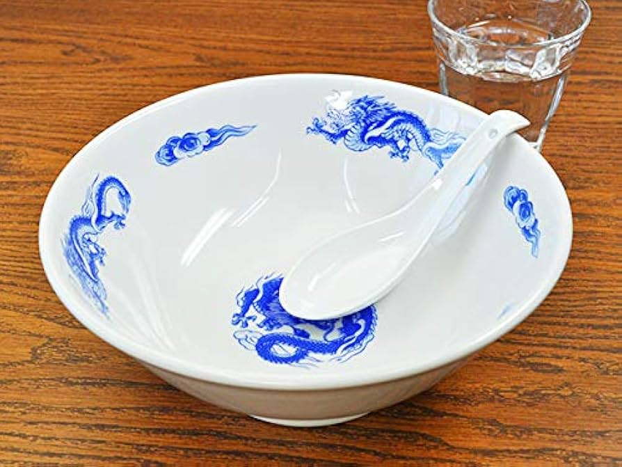 青い龍の模様の日本製ラーメンどんぶり18枚 楽天市場】龍柄 彩龍青 6.3高台丼 約18.5cm 青系 中華食器